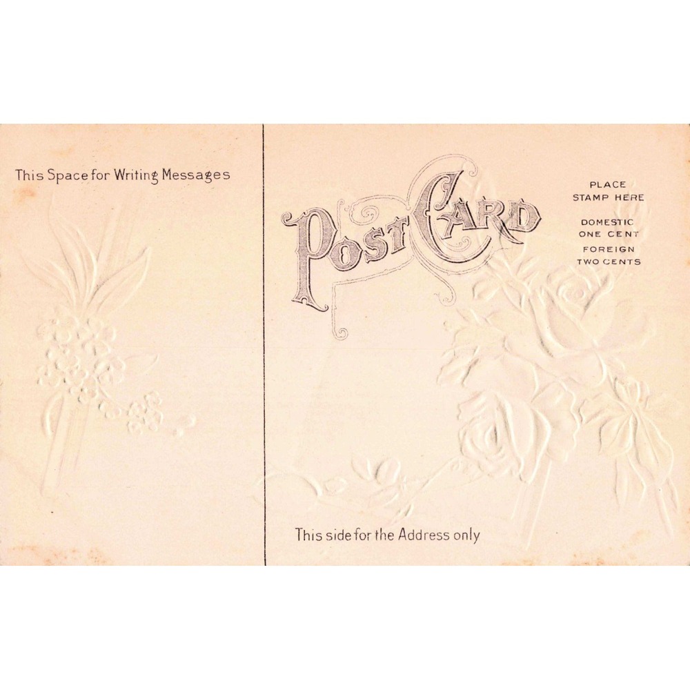Vintage 1910 Embossed Birthday Postcard Pink Roses Forget Me Nots Open Book VG - Picture 2 of 2